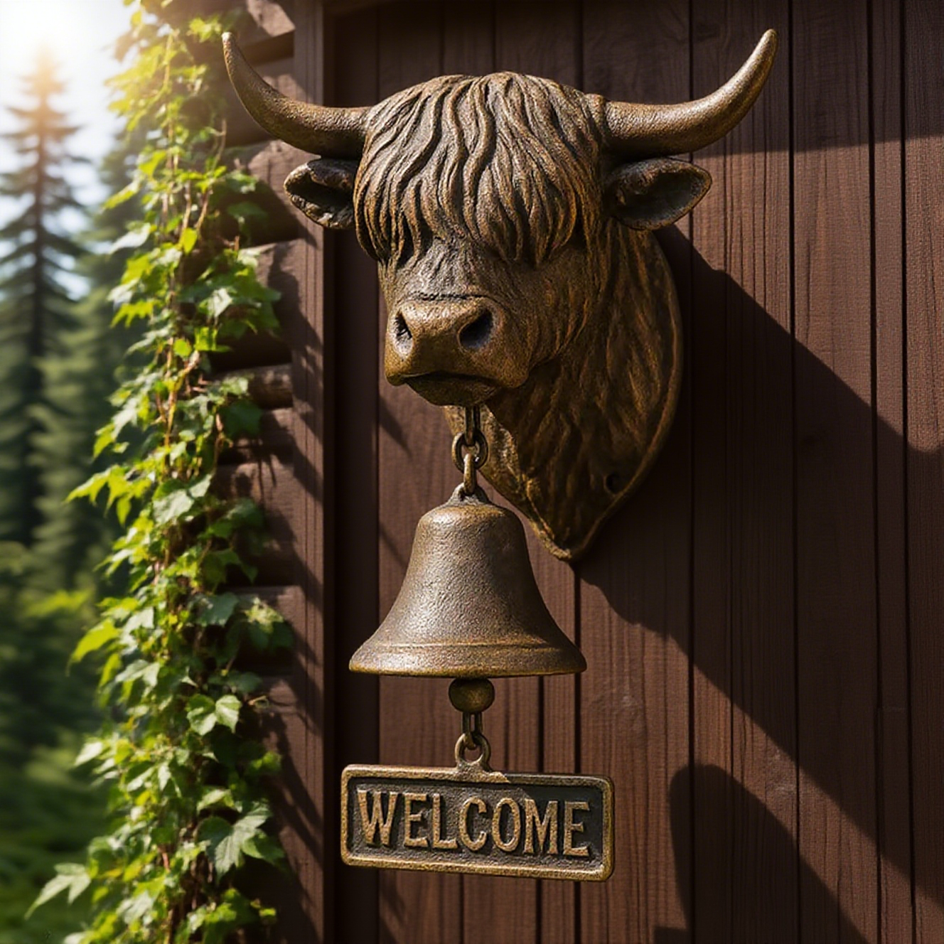 ๐ 49% OFF Today โ Handmade Highland Cow Welcome Bell, Cozy Farmhouse Gift ๐๐ก
