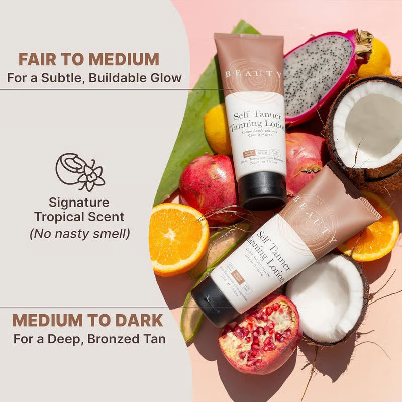 🌞 Get the Ultimate Sunless Glow✨ Beauty by Earth Self Tanner Lotion – For a Natural, Streak-Free Tan
