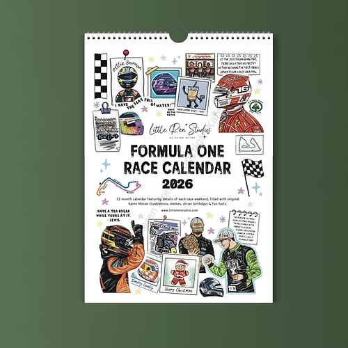 🏎️📅F1 Scrapbook Race Calendar 2026 – The ultimate wall calendar for racing fans