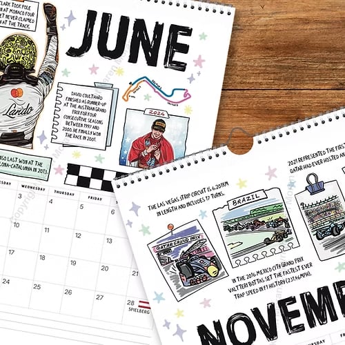 🏎️📅F1 Scrapbook Race Calendar 2026 – The ultimate wall calendar for racing fans